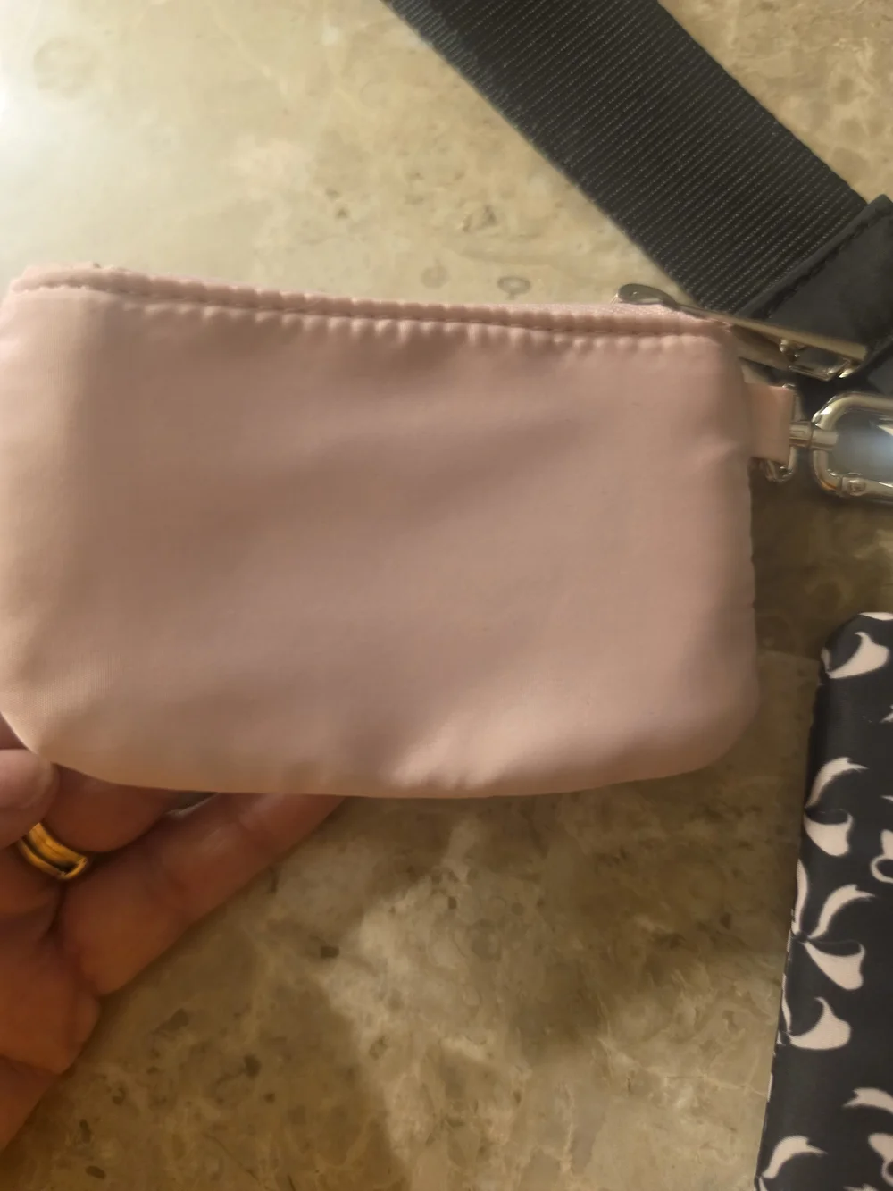 Pink & Black Bow Key Pouch Set with Wrist Strap